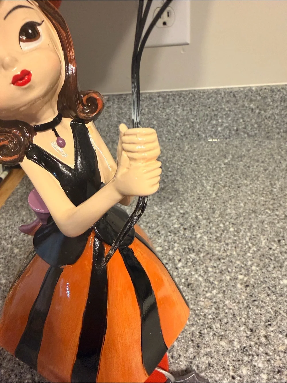 Bella Luxx Orange & Black Witch Figurine with Festive Balloons